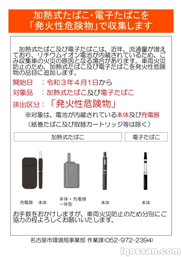 加热式烟草属于可燃性危险物
