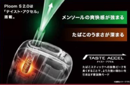 「Ploom S 2.0」的Taste Accel功能。薄荷清爽感增强,烟草的美味更加深厚。