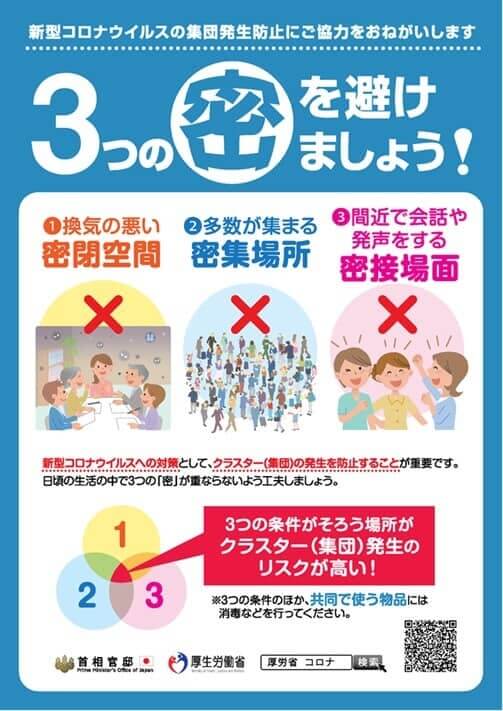 避免三密。(出处:首相官邸HP)