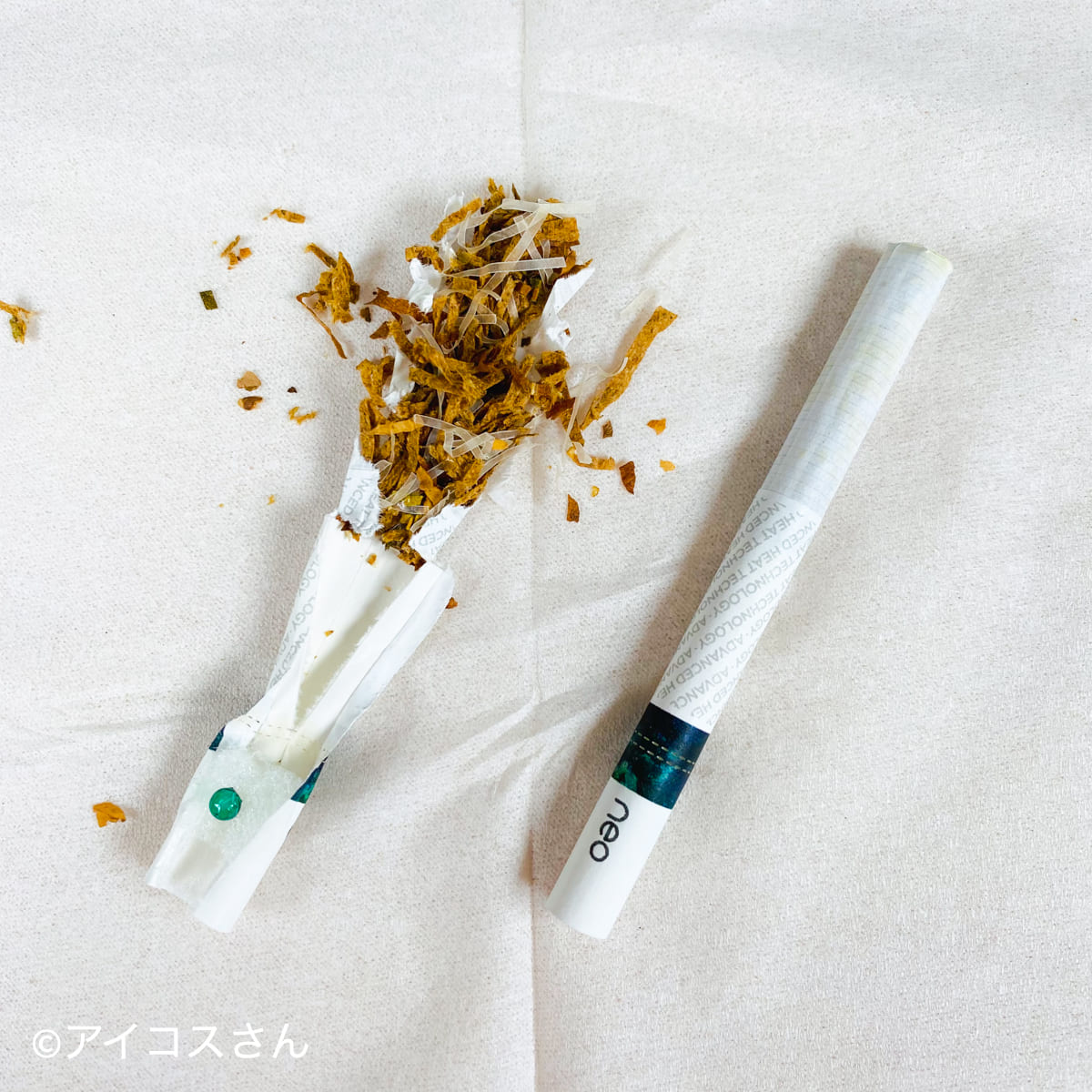 “Neo Wild Menthol Stick”的图片。右侧为拆解前,左侧为拆解后。