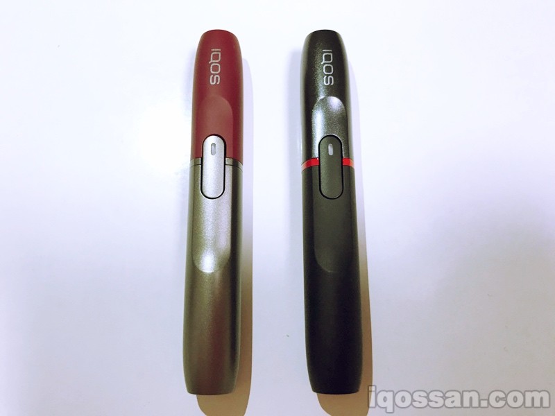 对比限定IQOS烟杆。左侧为Dark Red,右侧为Motor Edition